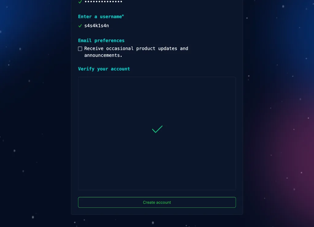githubのロボットではない証明をする